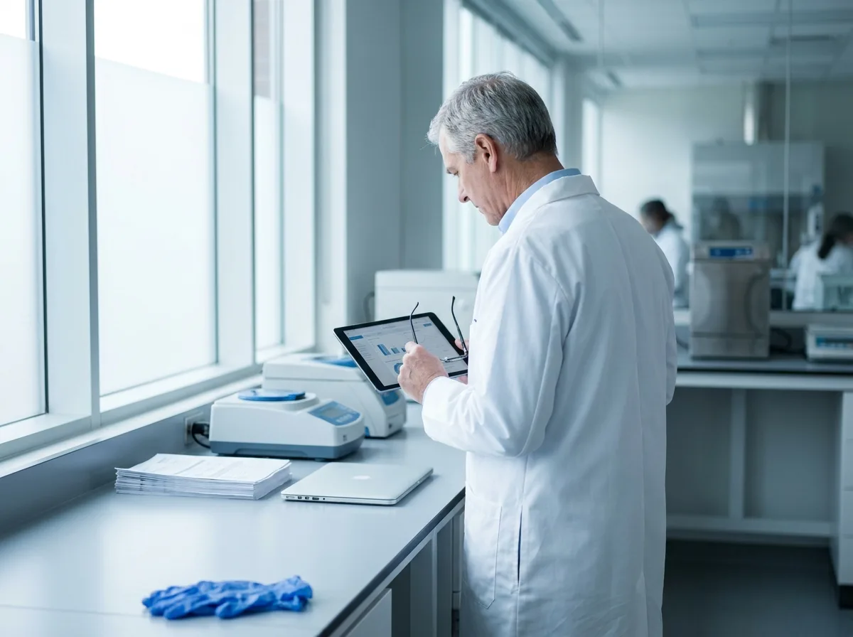 Director técnico revisando resultados en una tablet